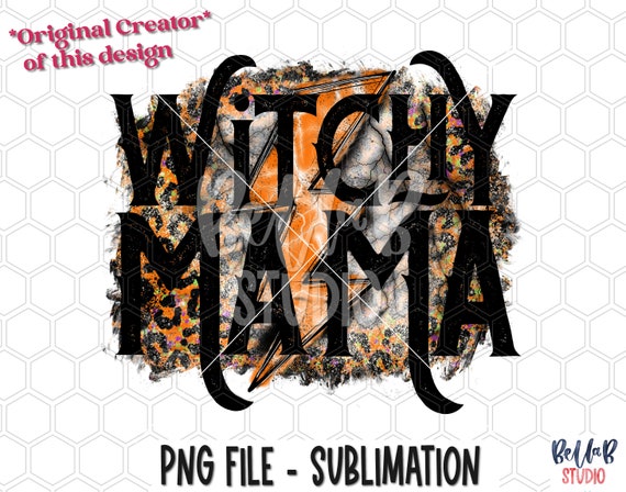 Witchy Mama PNG Sublimation Design, Halloween Lightning Bolt, Vintage, Orange Leopard, Sublimation Designs, Digital Download, PNG, ClipArt