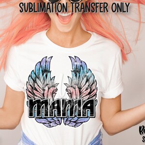 Mama Rock Wings Sublimation Transfer, Rock and Roll, vintage, Retro, Boho, Ready To Press, Heat Press Transfer, Sublimation Print, Hand Drawn