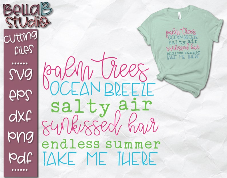 Download Summer Quote Svg Palm Trees Ocean Breeze Salty Air Sunkissed | Etsy