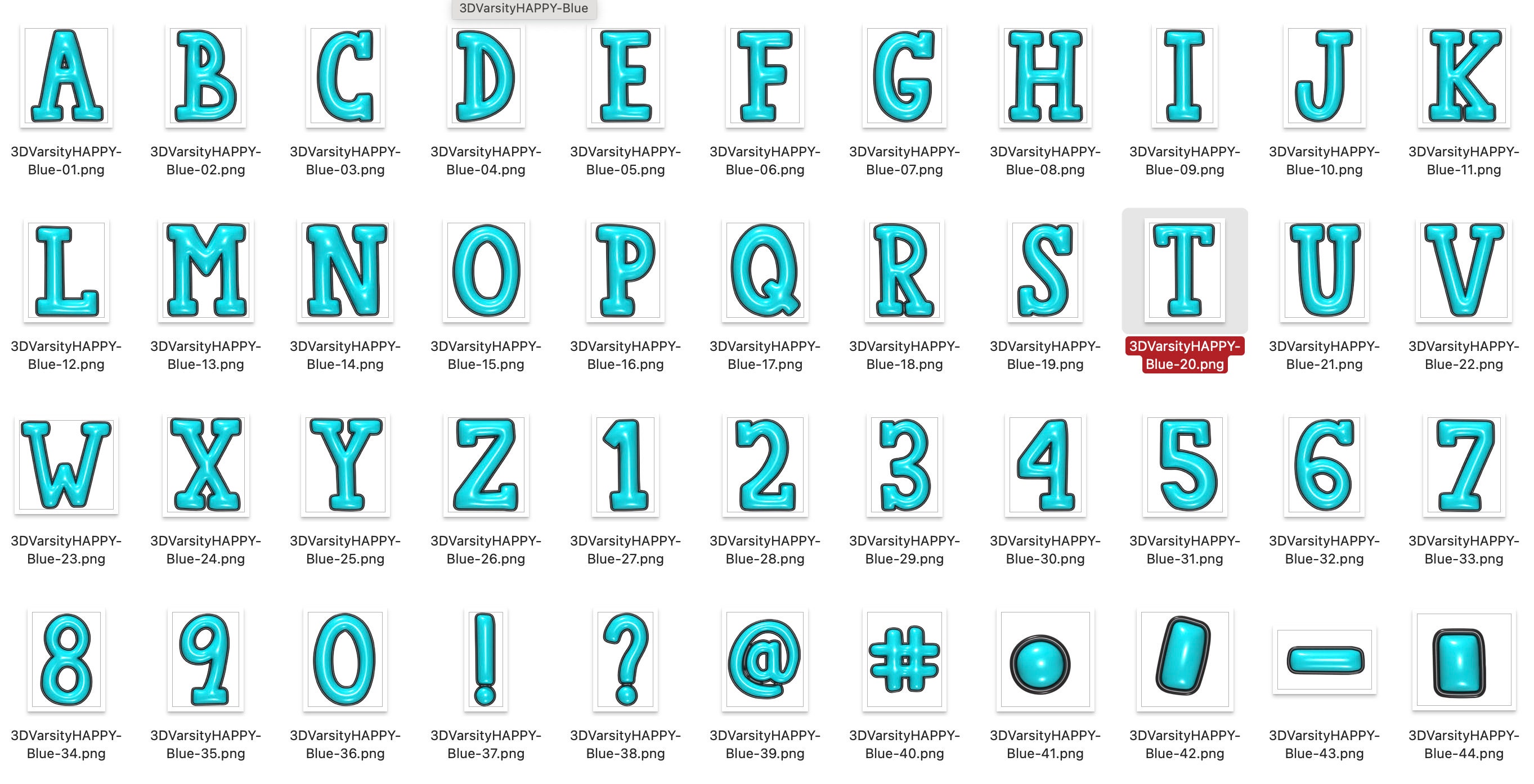 3D Inflated PNG Alphabet Set, Bright Alpha, Bubble Puffy Alphabet, 3D ...