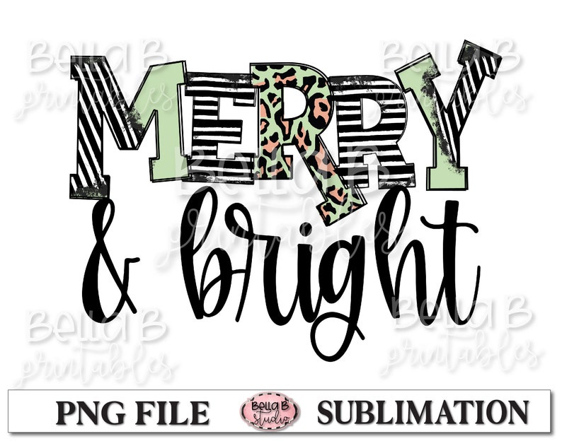 Download Merry and Bright Sublimation Christmas Sublimation Design ...