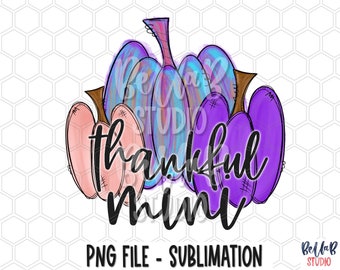 Agradecido Mini Diseño de Sublimación, Garabato calabaza, Dibujado a mano, Caprichoso, Calabaza Pintada, Diseños de Sublimación de Otoño, Descarga Digital, PNG
