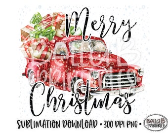 Christmas Truck Sublimation, Christmas Sublimation Designs, Merry Christmas Sublimation Digital Download, Vintage Truck,  PNG, Clip Art