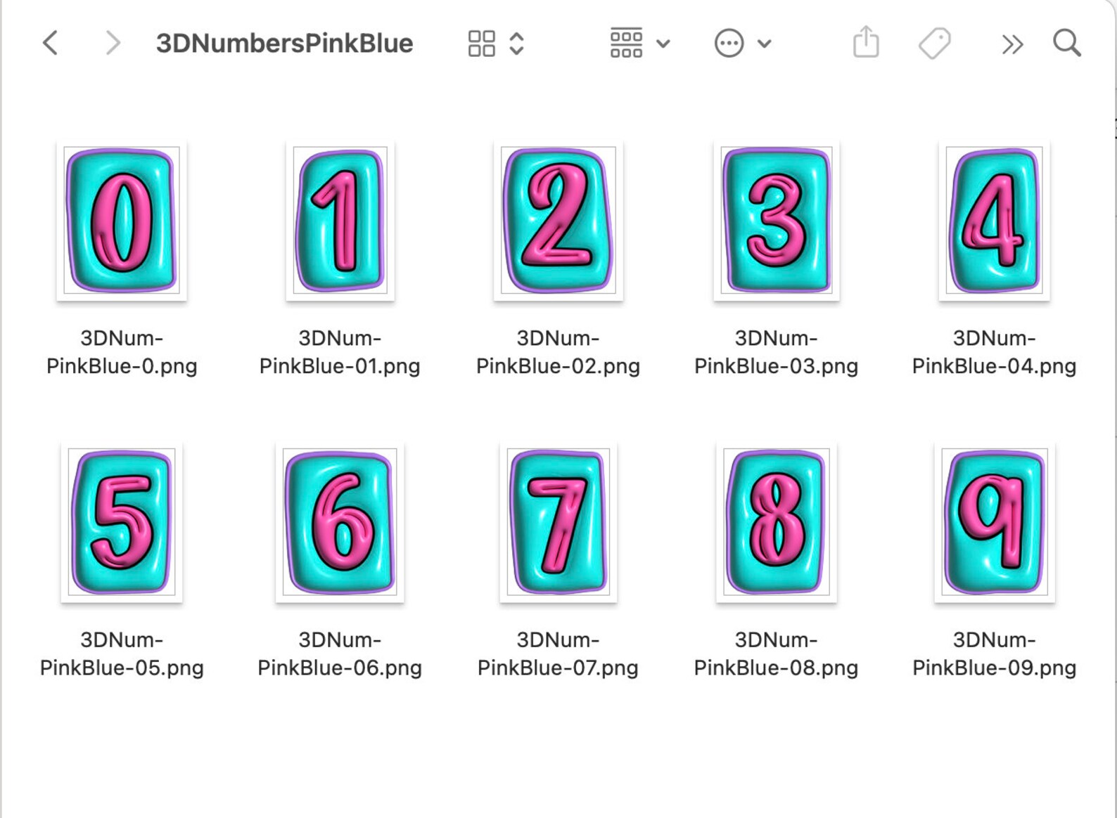 3D Inflated PNG Numbers Set, Bright Alpha, Bubble Puffy Alphabet, 3D ...