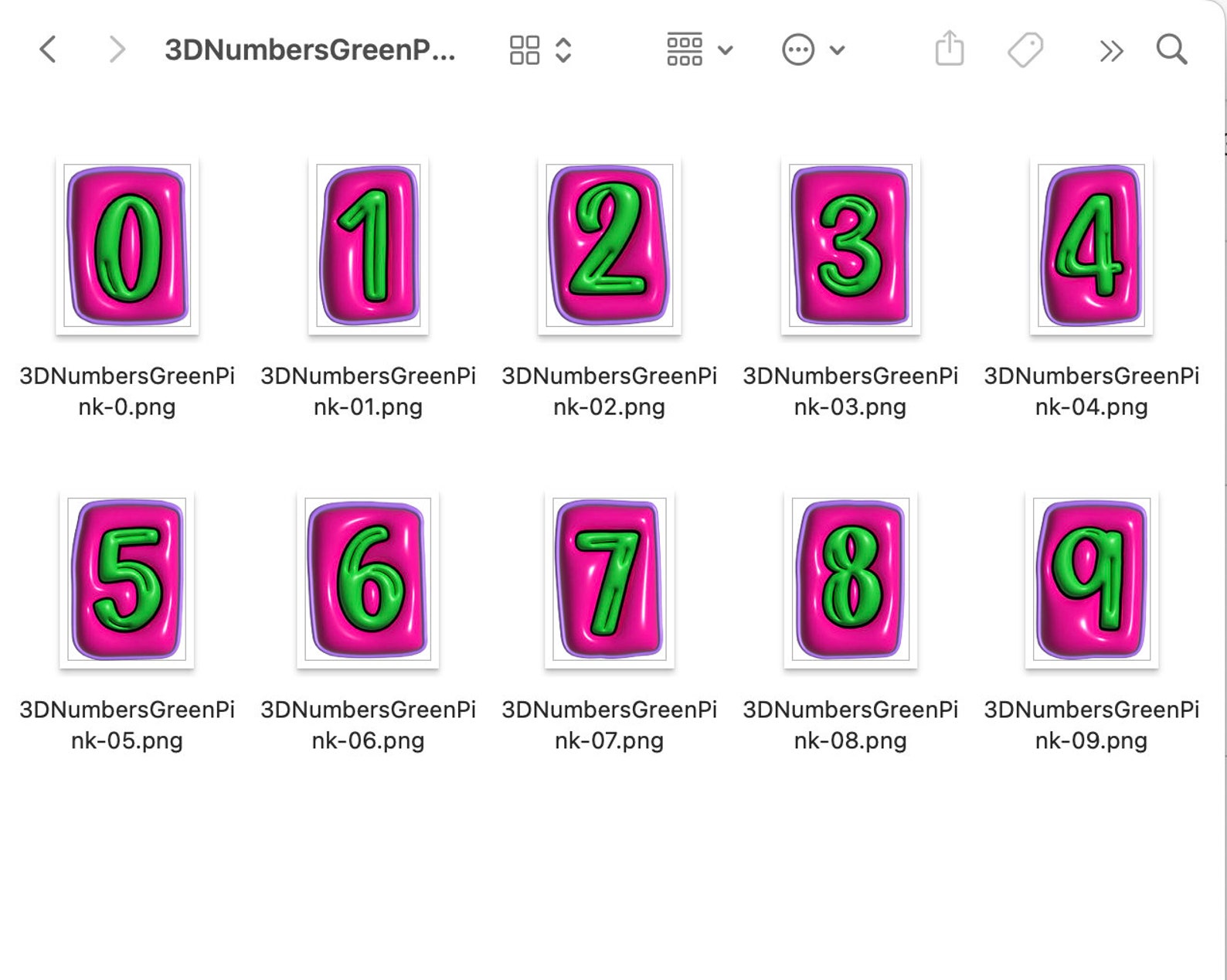 3D Inflated PNG Numbers Set, Bright Alpha, Bubble Puffy Alphabet, 3D ...