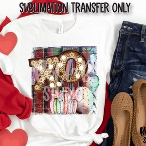 XOXO Cactus Sublimation Transfer, Saint-Valentin, Cactus, Serape, Distressed, Marquee, Prêt à presser, Transfert de presse à chaleur, Impression par sublimation