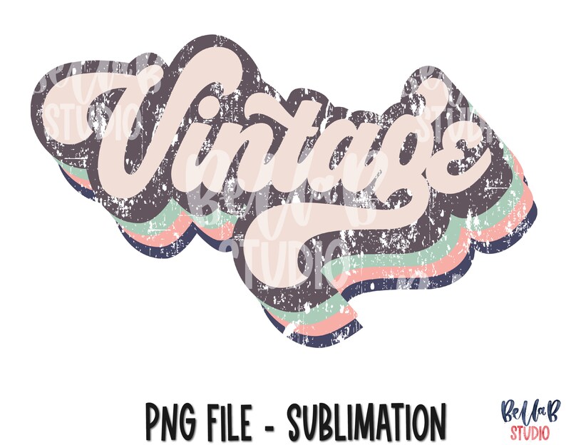 May include: Vintage text in a retro style with a distressed, faded look. The text is in a light pink color with dark blue, light blue, and pink stripes behind it.