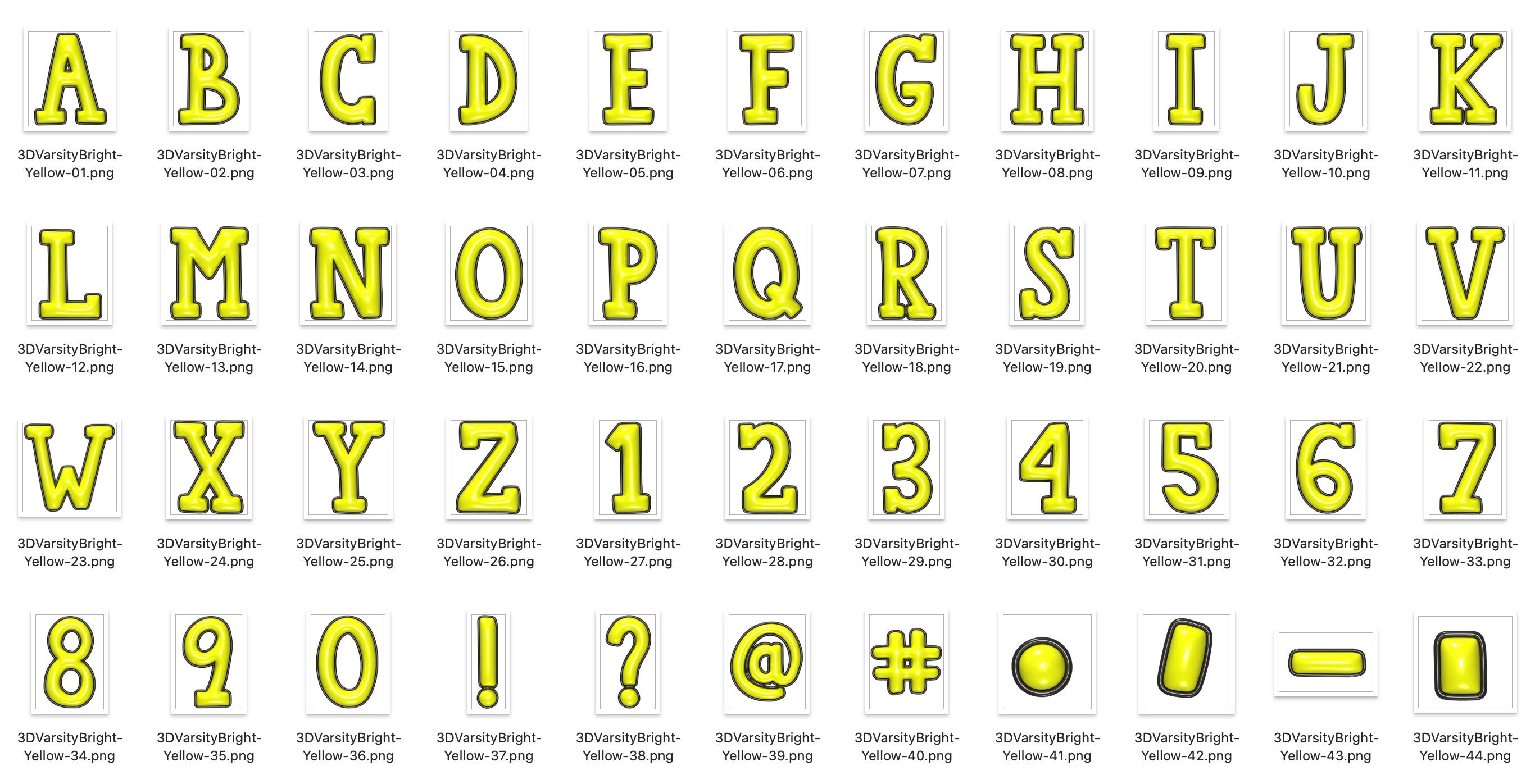 3D Inflated PNG Alphabet Set, Bright Alpha, Bubble Puffy Alphabet, 3D ...