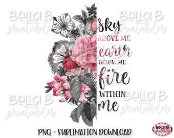 Split Flower, Floral Sublimation Designs, Half Flower, Boho Quote Sublimation Digital Download, Sublimation Graphics, PNG, Clip Art