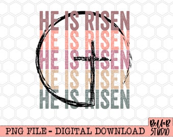 He Is Risen Stacked Letters PNG Sublimation Design, Christian Easter, PNG Sublimation, Sublimation Digital Download, PNG, Graphics