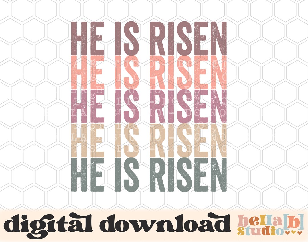 He is Risen Stacked Letters PNG Sublimation Design, Christian Easter ...