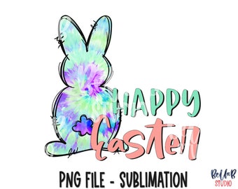 Tie Dye Bunny - Happy Easter Sublimation Design, Tie Dye Doodle Bunny, PNG Sublimation, Sublimation Digital Download, PNG, Graphics