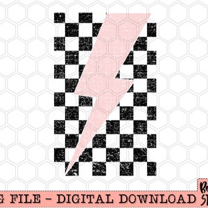 Kariertes Pink Blitz PNG Sublimation Design, Retro, trendy, Basic, Karierte PNG, Sublimation Digitaler Download, PNG, Clip Art