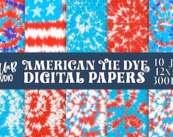 Tie Dye Digital Paper, American Tie Dye Digital Paper, Red White And Blue, Texture Papers, Digital Backgrounds, Digital Paper Pack
