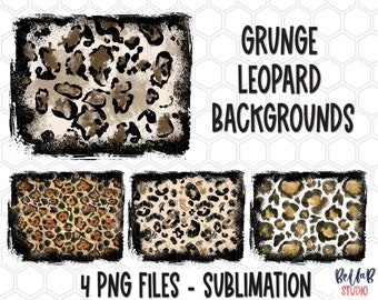 Cheetah Background PNG Bundle, Distressed Leopard Sublimation Backsplash, Splashes, Frames, Sublimation Digital Download, PNG, Clip Art