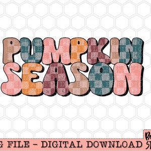 Kürbis Saison Retro Herbst PNG Sublimation Design, Kariert, Herbst Vibes, Herbst, Sublimation Digitaler Download, Sublimation Grafik