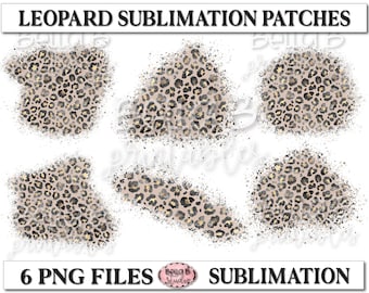 Parches de sublimación con estampado de leopardo dorado, parches de sublimación para camisetas blanqueadas, salpicaduras de leopardo PNG, PNG, elementos de sublimación, estampado de guepardo