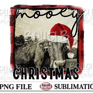 Mooey Christmas Sublimation Design, Christmas Cow, Santa Hat, Farm, Funny, Sublimation Digital Download, PNG, Clip Art, Ready to print