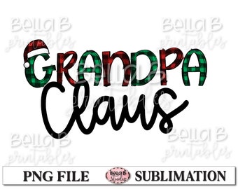 Design de sublimação PNG vovô Noel, designs de sublimação de Natal, xadrez, chapéu de Papai Noel, Doodle, download digital, sublimação, PNG, Clip Art