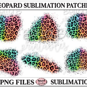 Tie Dye Leopard Print Patches PNG, Bleached Shirt Sublimation Patches, Leopard Splashes PNG, PNG, Sublimation Elements, Cheetah Print