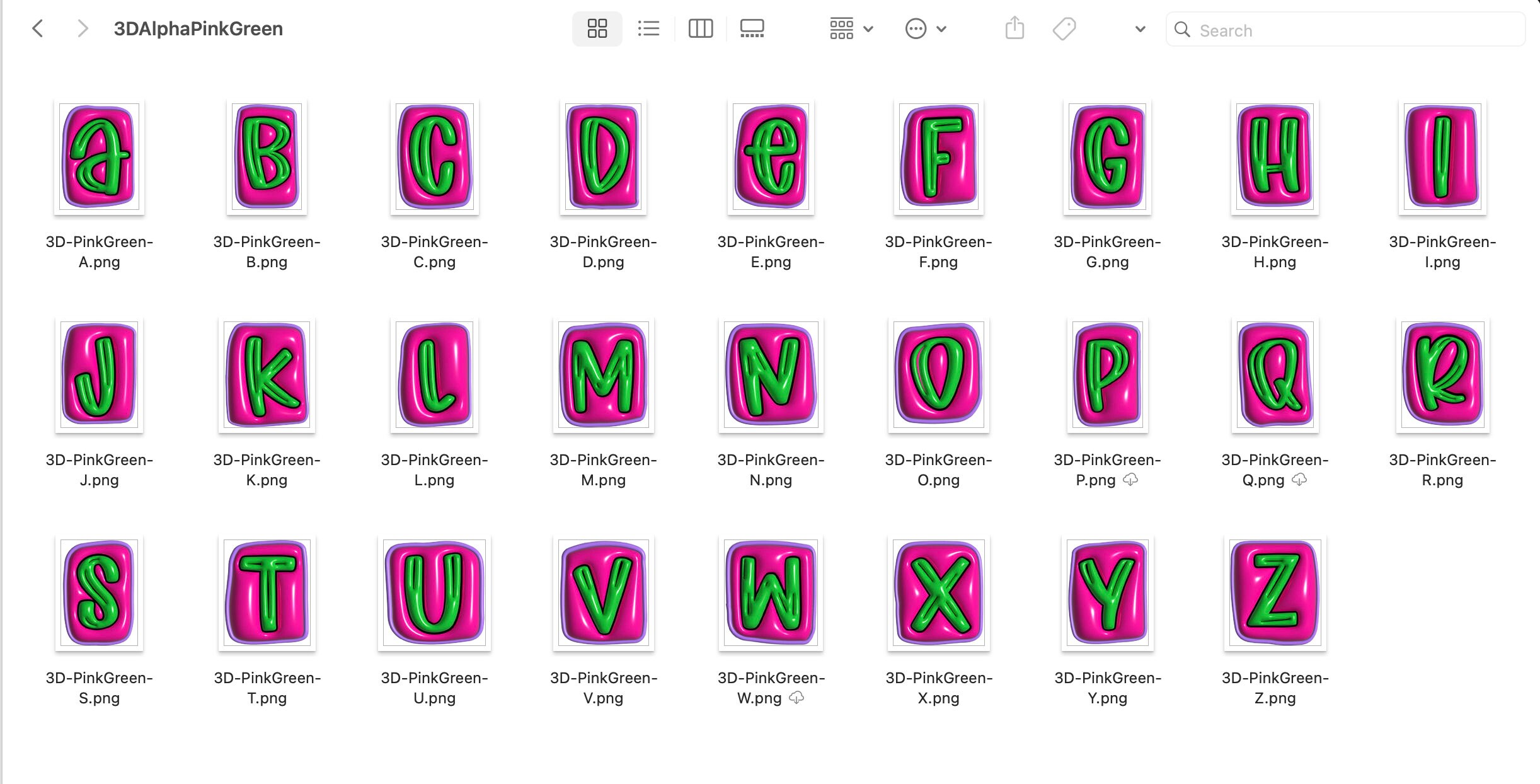 3D Inflated PNG Alphabet Set, Bright Alpha, Bubble Puffy Alphabet, 3D ...