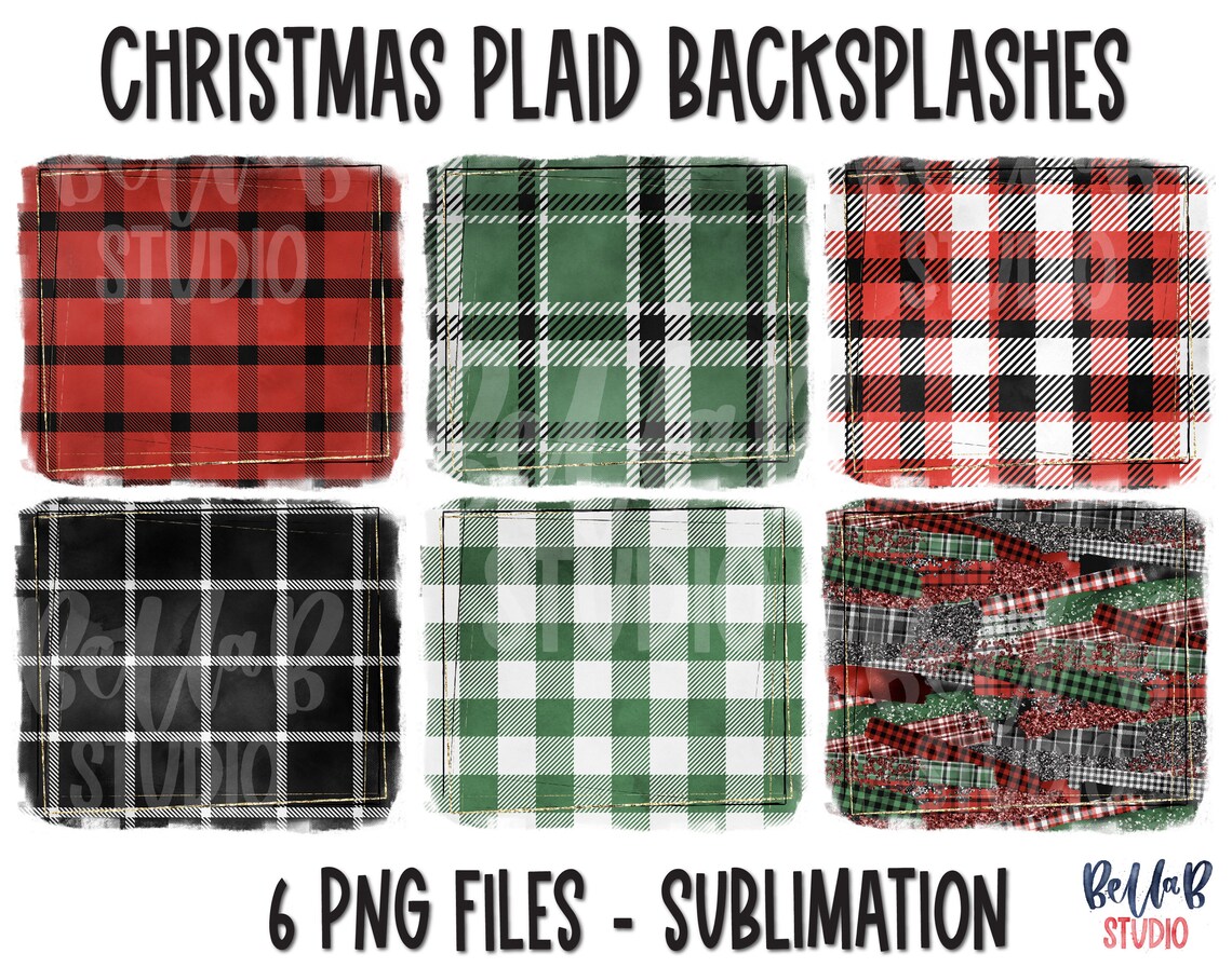 Christmas Backgrounds PNG Bundle Buffalo Plaid Backgrounds | Etsy