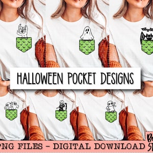 Halloween Pocket Design PNG Sublimation Design, Retro Halloween, Cute Boho Halloween, Spooky, Sublimation Designs, Digital Download, PNG