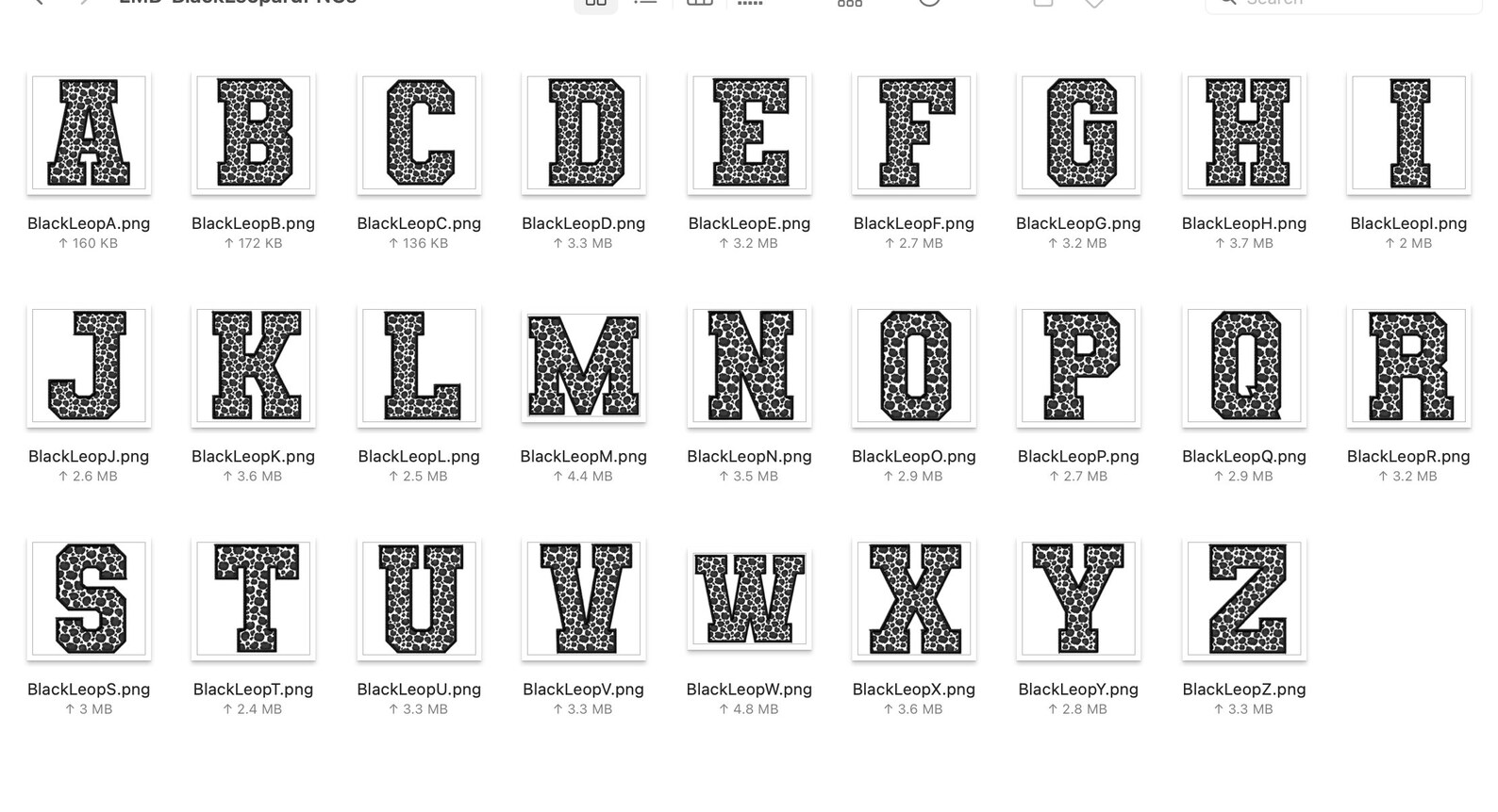 Faux Embroidered PNG Alphabet Set, Black Leopard Alphabet,stitched ...