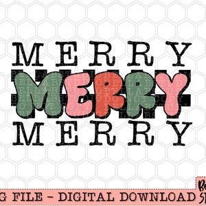 Retro Checkered Merry Merry MErry PNG Sublimation Design, Retro Christmas, Vintage, Sublimation Designs, Digital Download, PNG