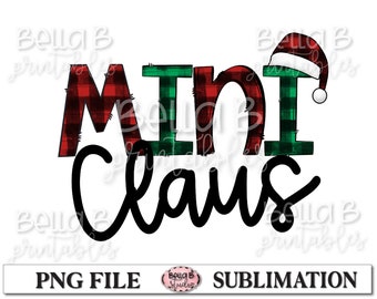 Design de sublimação PNG Mini Claus, designs de sublimação de Natal, xadrez, chapéu de Papai Noel, Doodle, download digital, sublimação, PNG, Clip Art
