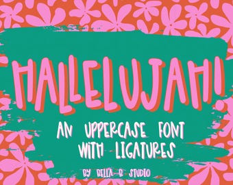 Fonte Hallelujah, Fonte Robusta, Fonte Desenhada à Mão, Fonte Manuscrita, Fonte Fofa, Fonte Estilo Preppy, Fonte para Procreate, Letras Manuscritas Divertidas, Arquivo OTF, Fonte para Professores
