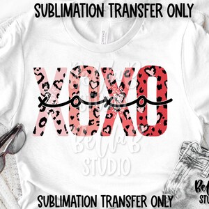 Leopard XOXO Sublimation Transfer, Rétro, vintage, Saint-Valentin, Prêt à presser, Transfert de presse thermique, Impression par sublimation