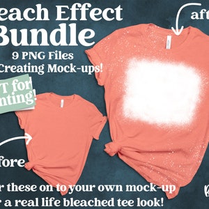 Bleach Effect Sublimation PNG Bundle, For Sublimation Mockups, Bleached T Shirt Mockup, Create your Own, Bleached Tee, Bleach Spray Effect
