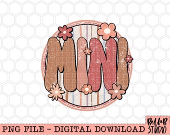Margaridas Boho Retro - Design de Sublimação Mama, Boho Mama, Flores Retro, Download Digital de Sublimação, PNG