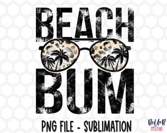 Beach Bum PNG Sublimation Design, Summer Design, Leopard Glasses, Palm Trees, Sublimation Digital Download, PNG, Clip Art, Ready To Print