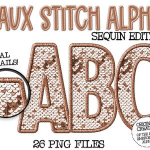 May include: A set of 26 gold sequin alphabet letters in a faux stitch style. The letters are A, B, and C. The letters are in a faux stitch style, which means they look like they are stitched together. The letters are made of gold sequins, which gives them a sparkly look. The letters are perfect for adding a touch of sparkle to any project.