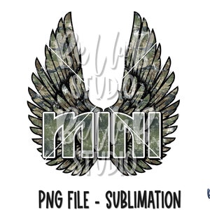 Camo Rock n Roll Mini Sublimation Design, Rock Wings, Retro Design, Vintage, Wings, Rock N Roll, Sublimation Digital Download, PNG, Clip Art