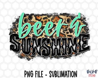 Beer and Sunshine PNG Sublimation Design, Summer, Western, Leopard, Vintage, Southern, Country,Sublimation Digital Download, PNG, Clip Art