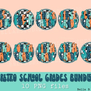 Retro Boho School Grades PNG Sublimation Design, School Bundle, Lightning Bolt, Cute Boys, Back To School, Sublimation Digital Download, PNG