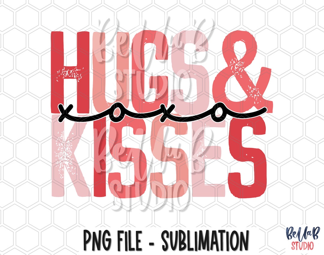 Hugs and Kisses XOXO PNG Sublimation Design, Stacked Letters, Valentine ...