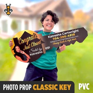 Our Original PVC Custom Cutout Giant Key | Real Estate Photo Prop | Congrats | Realtor | Sold Home | Marketing | Personalized Sold Key