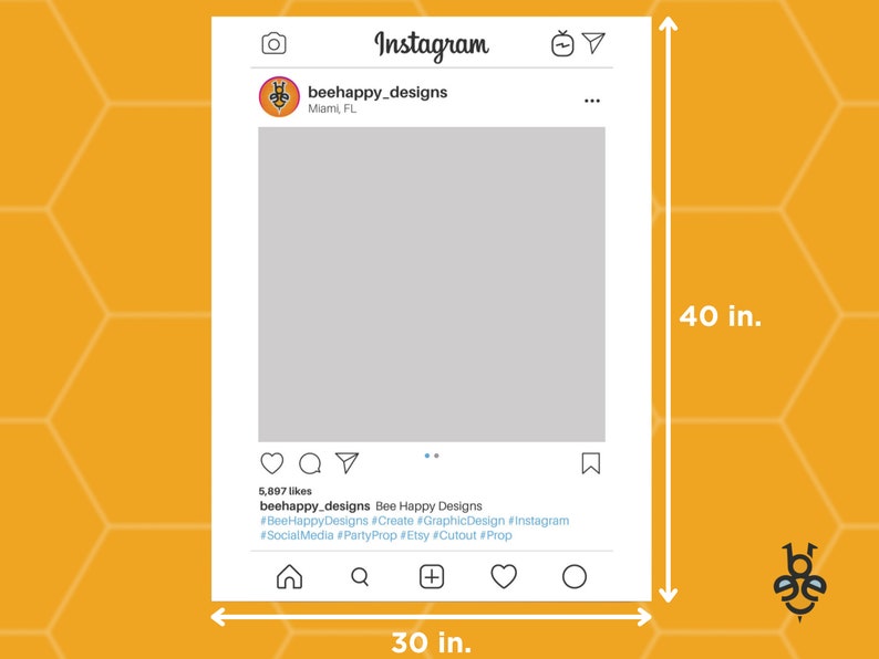 Custom Instagram Frame Social Media Prop Photo Booth - Etsy
