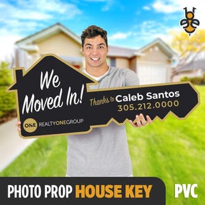 House Key Cutout PVC | Keys | Congratulations | Realtor | Sold Home Prop | Marketing Sign | Customized Just Sold Key