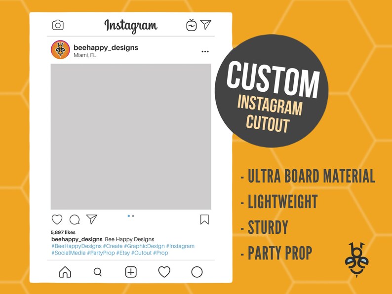 Custom Instagram Frame Social Media Prop Photo Booth - Etsy