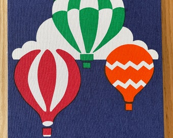 Hot Air Balloons Marushka 11" x 14" - Vintage 1980s - Screen Print on Canvas - Print - Wall Art