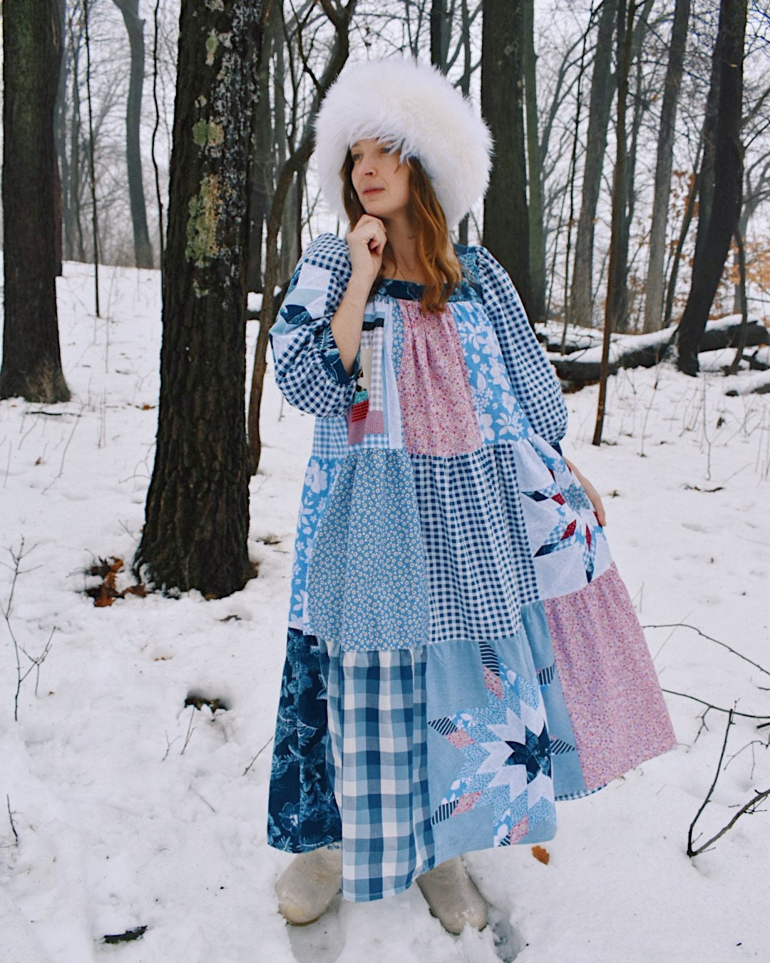 Prairiecore Patchwork Print Dress