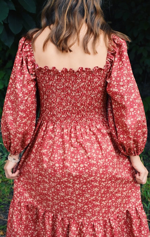 red calico dress Antique Victorian Calico Dress