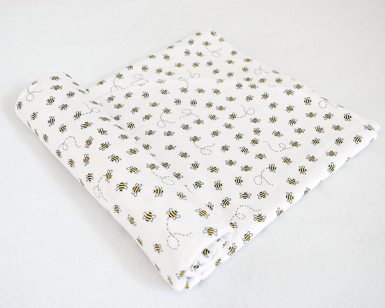 All Over Bees on White Soft Cotton Flannel Baby Swaddle Etsy