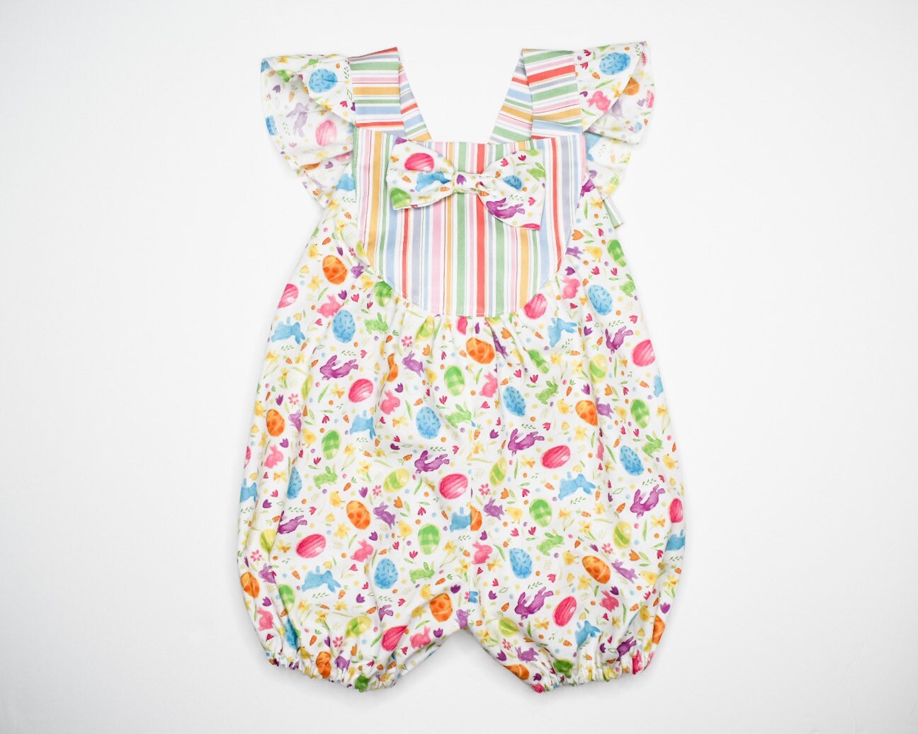 Painted bunnies Easter cotton baby girl romper overalls Etsy