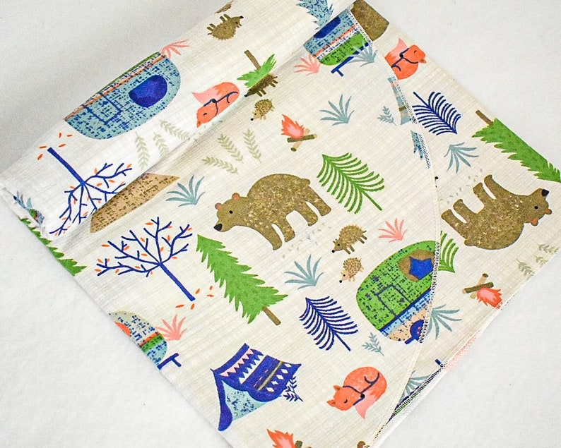 Swaddle Blanket Campsite Critters Soft Cotton Flannel Etsy